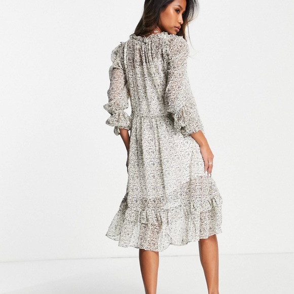 TOPSHOP TEXTURED MIDI HI LOW DRESS SIZE 6 - Picture 4 of 4